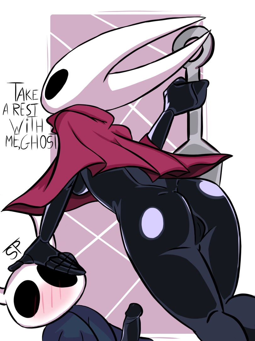 1girls anthro ass blush breasts clothed clothes clothing cute hollow_knight hornet_(hollow_knight) imminent_sex pose protagonist_(hollow_knight) pussy rear_view siblings sr_pantruca