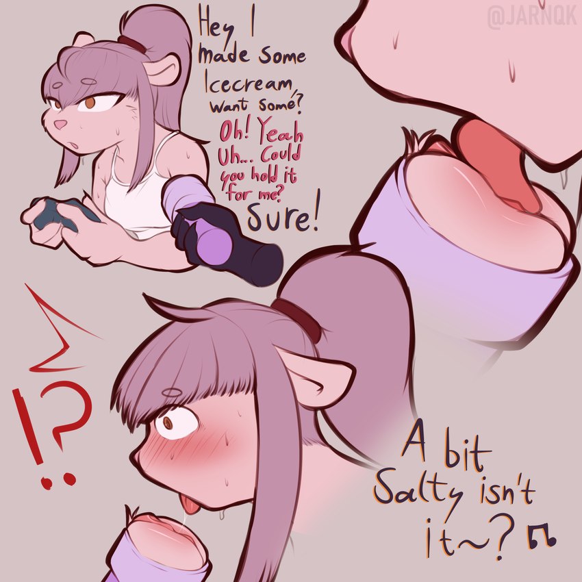 ! 1:1 2021 ? absurd_res anthro autocunnilingus blush bodily_fluids bra close-up clothed clothing controller dialogue digital_media_(artwork) disembodied_hand duo english_text female gaming hair hi_res holding_controller holding_object holding_sex_toy humor jarnqk licking mammal masturbation mustelid musteline oral oral_masturbation penetrable_sex_toy ponytail portal_fleshlight portal_masturbation robin_(jarnqk) sex_toy simple_background solo_focus sweat text tongue tongue_out true_musteline underwear vaginal_masturbation vaginal_penetration white_clothing