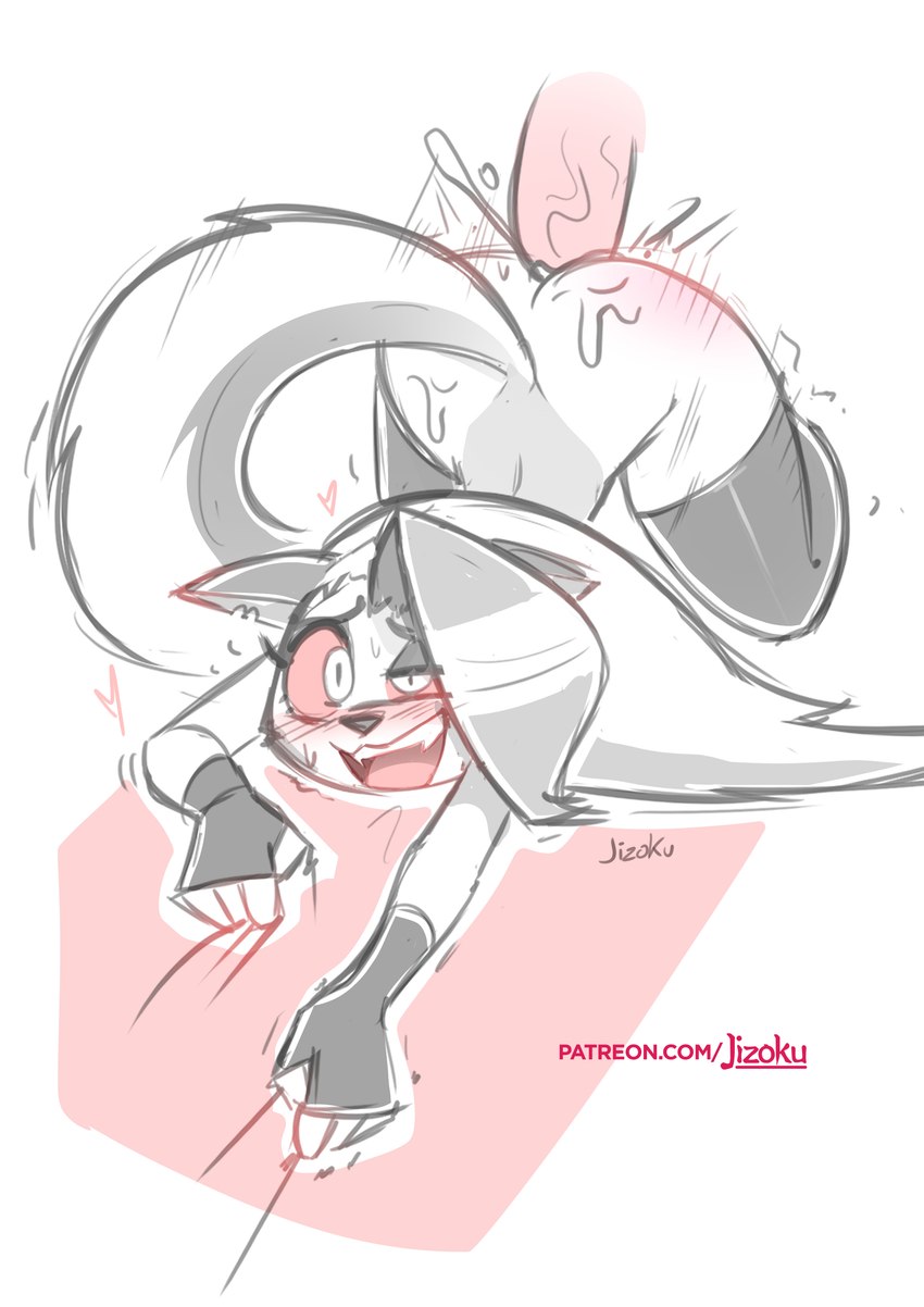 absurd res, anthro, canid, canid demon, canine, canis, clothed, clothing, demon, faceless male, female, fur, genitals, goth, hair, hellhound, helluva boss, hi res, human, jizoku, loona (helluva boss), male, mammal, mythological canine, mythological creature, mythology, penis, sex, smile, solo, tail, thigh highs, thighhighs, white eyes, wolf