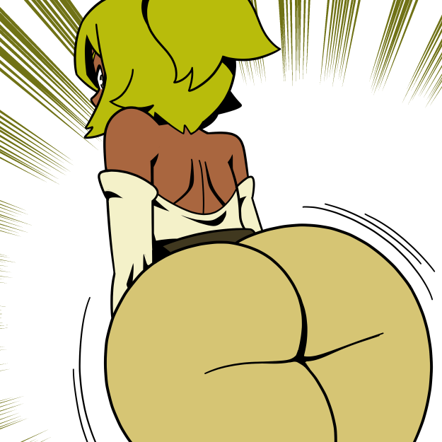 1girls amalia ass bare_back bare_shoulders brown_eyes dark-skinned_female dark_skin female female_only green_hair huge_ass jiggle looking_back motion_lines ponytail princess_amalia_sheran_sharm sadida shamefuldisplay skin_tight solo thick_ass thick_thighs thighs tight_clothing tight_pants wakfu