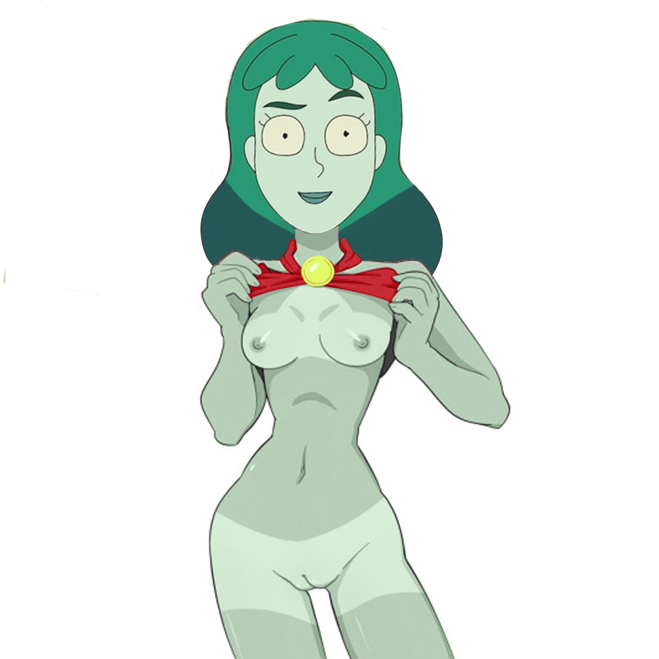 1girls, alien girl, breasts, exposed breasts, female, female only, green skin, planetina, rick and morty, solo, tanline, tarioz