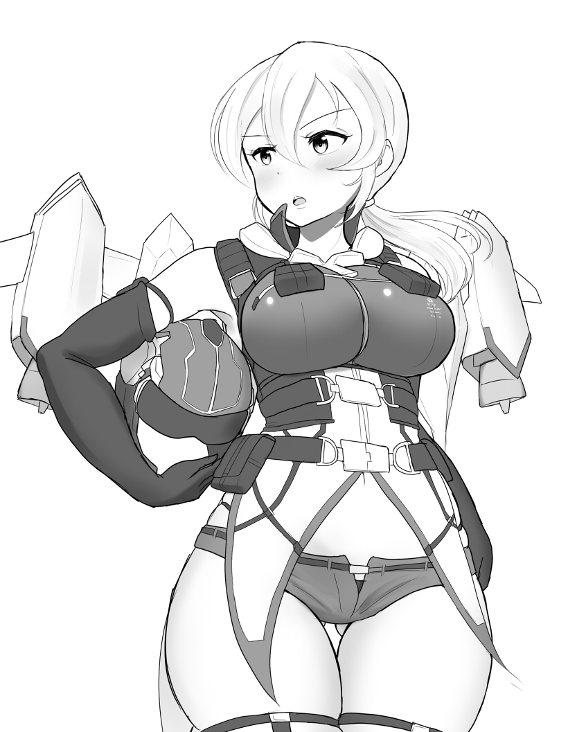 big_ass big_breasts blonde_hair earth_defense_force maku_ro monochrome panties thick_thighs wing_diver