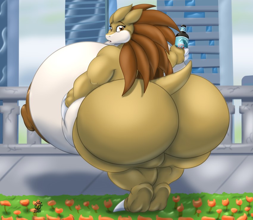 anthro areola ass badgerben big_breasts blues64 breasts digital_media_(artwork) female hi_res huge_breasts hyper hyper_breasts looking_at_viewer nintendo nipples nude outside pokémon_(species) pokemon pokemon_(species) sandpancake sandslash solo video_games