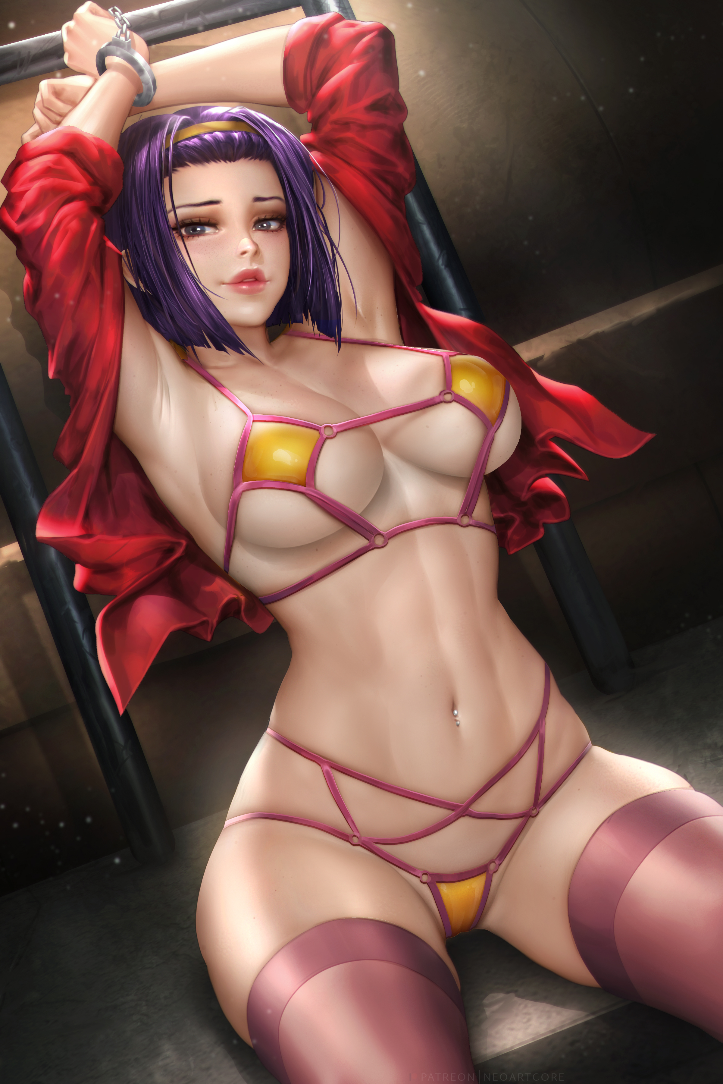 1girls, absurd res, bra, breasts, cleavage, cowboy bebop, faye valentine, female, female only, hi res, lingerie, neoartcore, paid reward, panties, patreon reward, solo, solo female, toned, toned female