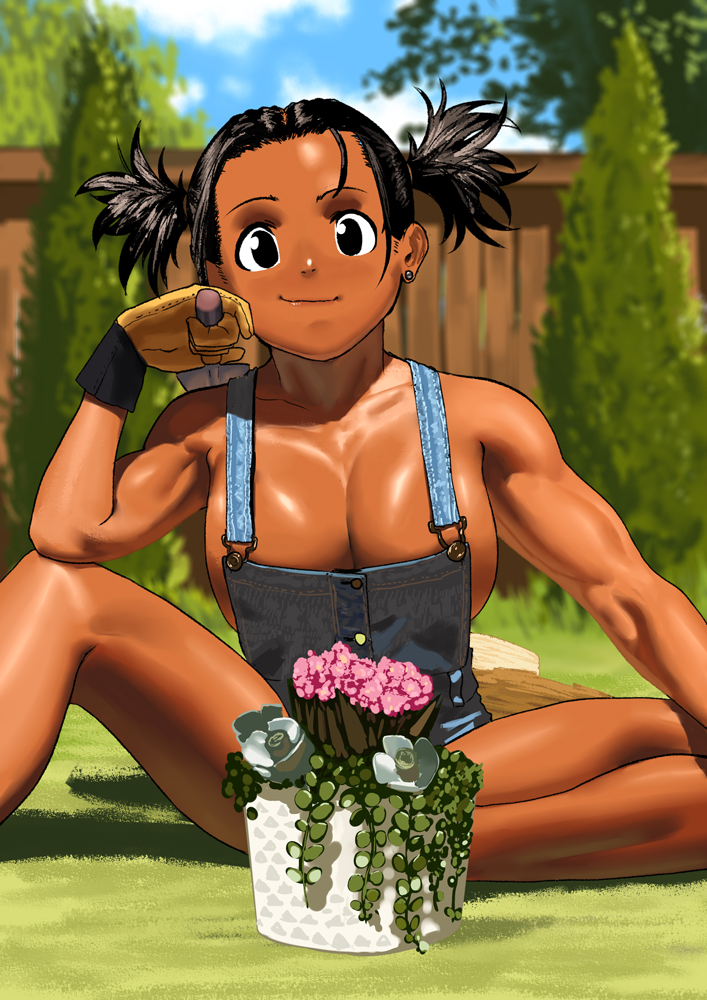 1girls arung_samudra_(cessa) big_breasts breasts cessa cleavage dark-skinned_female dark_skin female female_only large_breasts muscles muscular muscular_female solo