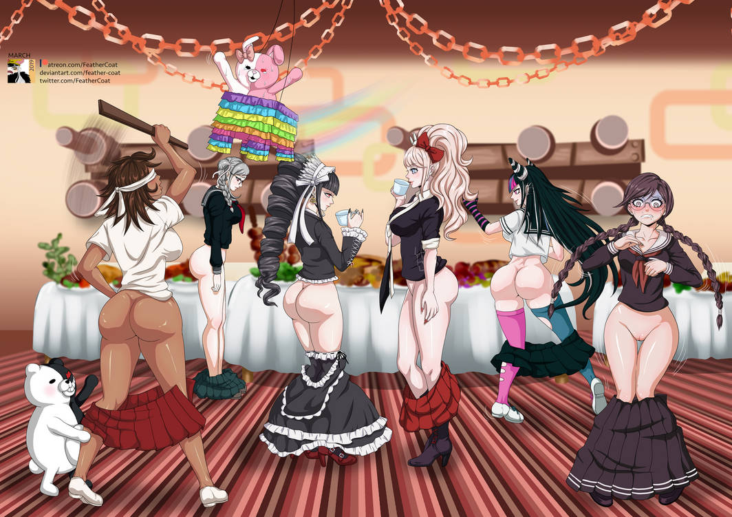 6girls ass bottomless celestia_ludenberg danganronpa danganronpa:_trigger_happy_havoc danganronpa_1 danganronpa_2:_goodbye_despair embarrassed embarrassed_nude_female enf exposed exposed_ass exposed_pussy feather-coat fukawa_touko junko_enoshima large_ass mioda_ibuki monokuma monomi_(danganronpa) multiple_girls owari_akane pantsing pekoyama_peko pussy skirt_down straight_hair super_danganronpa_2 thick_ass thick_thighs thighs