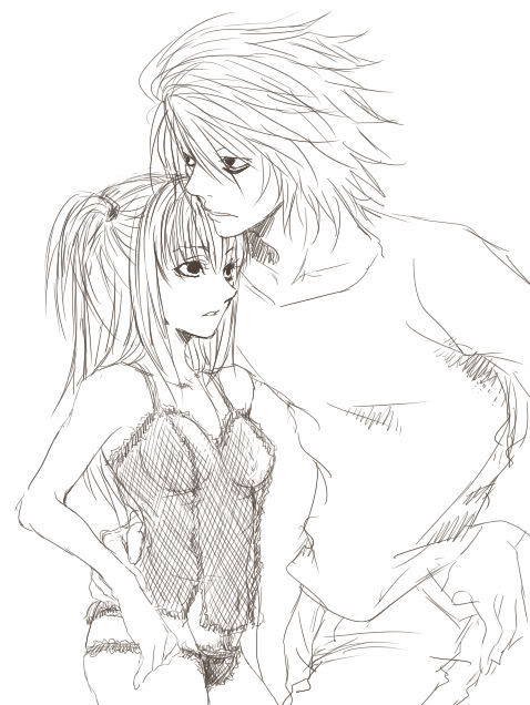 artist_request death_note female human l_lawliet male misa_amane tagme