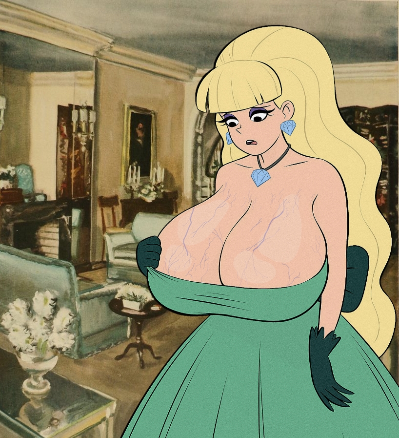 1girls, alternate breast size, breasts, breasts bigger than head, cleavage, clothed, disney, disney channel, disney xd, dress, earrings, engorged breasts, female, female only, gravity falls, hanging breasts, huge breasts, large breasts, looking down, pacifica northwest, smooth skin, solo, veiny breasts, white female