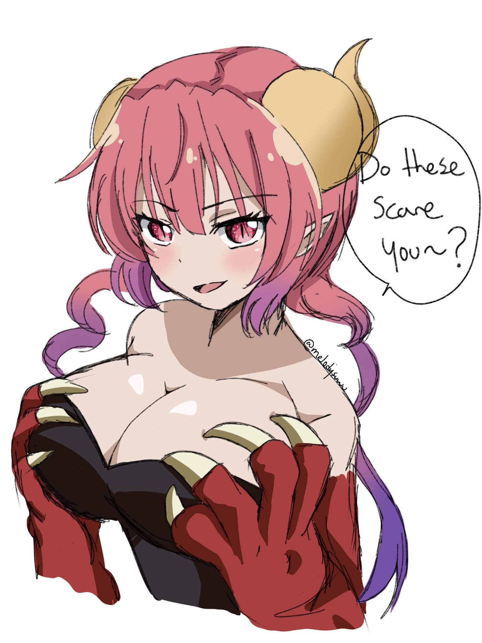 1girls, artist request, big breasts, breasts, dragon, dragon girl, female, female only, huge breasts, ilulu (dragon maid), miss kobayashi's dragon maid, red eyes, solo