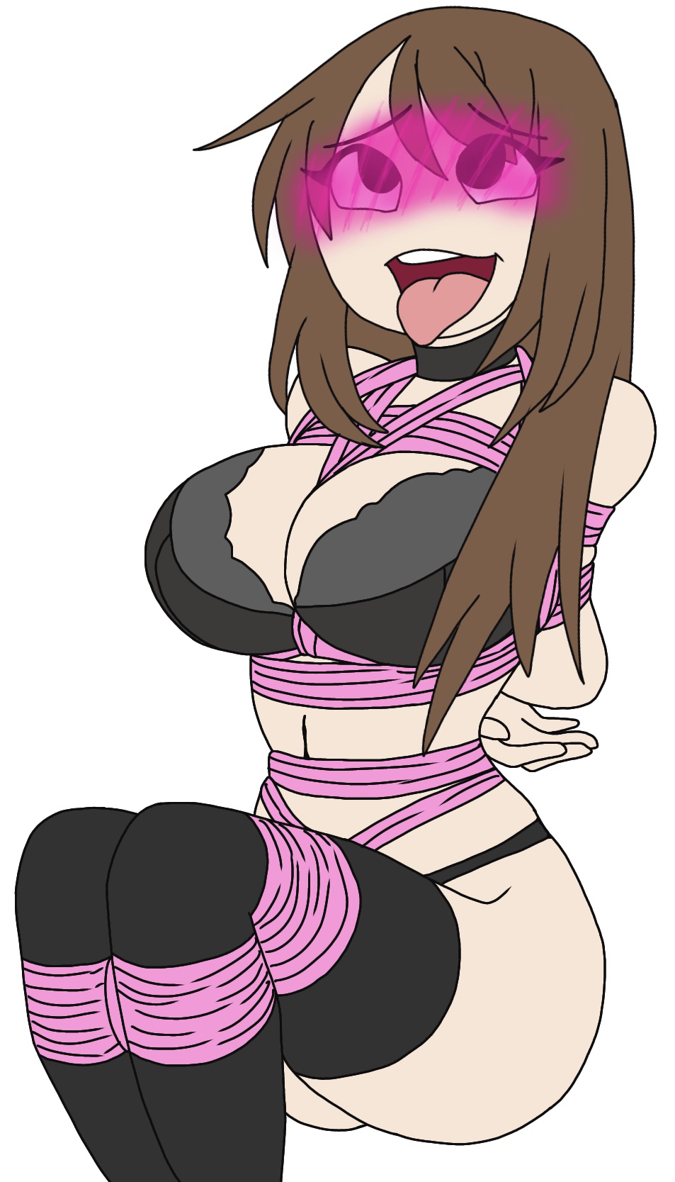 1girls, ahe gao, bondage, bound, bra, brown hair, collar, emily sim, emirichu, female, panties, restrained, rope bondage, tagme, that fuckinguy, thighhighs, tied up, willing sub