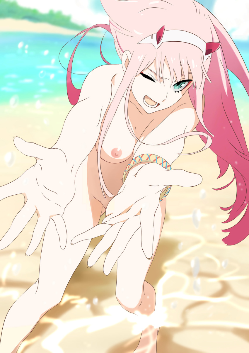 breasts, darling in the franxx, female, nipples, open mouth, tagme, zero two (darling in the franxx)