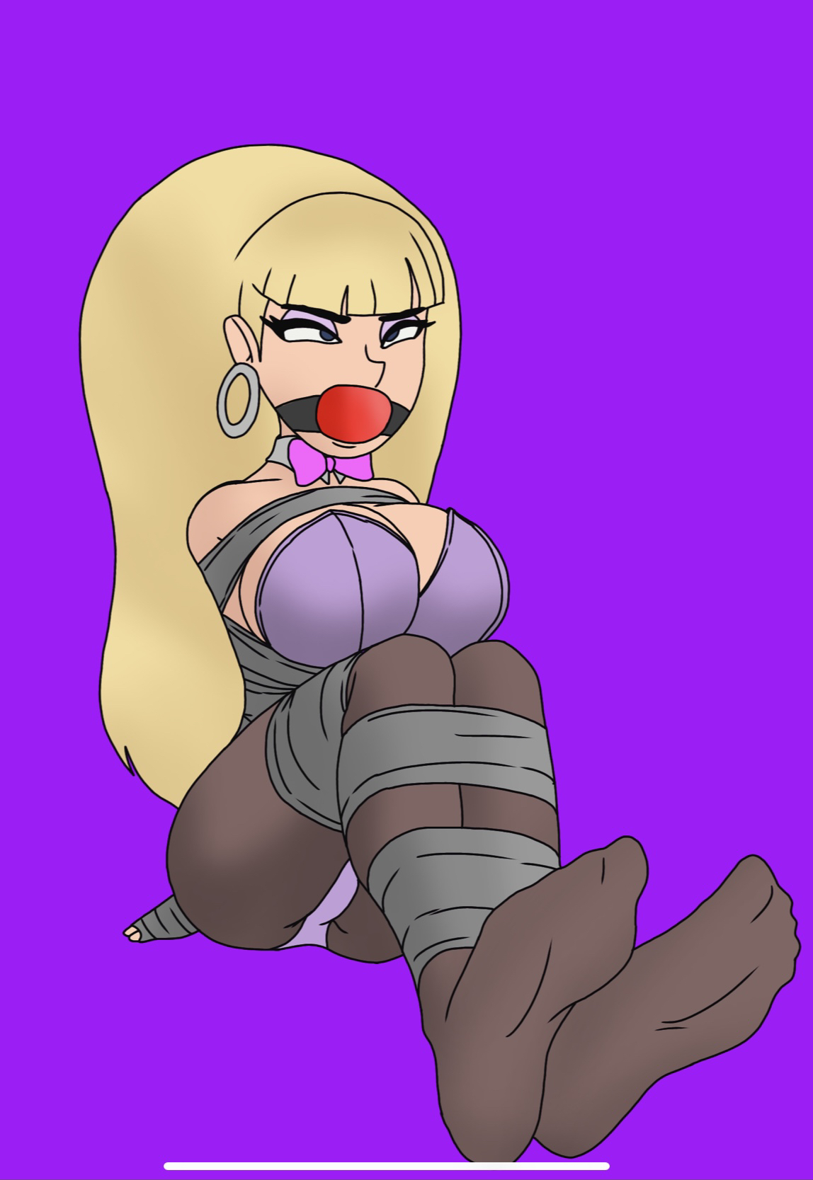 1girls, ball gag, big breasts, bondage, breasts, collar, disney, disney channel, disney xd, female, female only, gag, gagged, gravity falls, huge breasts, large breasts, pacifica northwest, red ball gag, solo, straight hair, tape, that fuckinguy