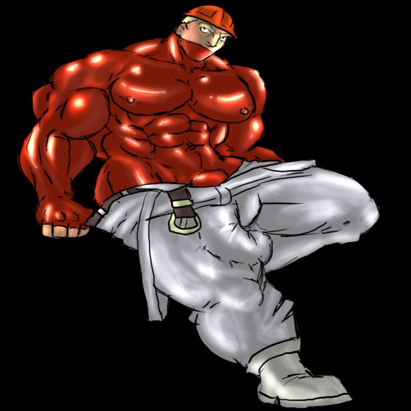 abs bara biceps bulge huge_bulge male male_focus male_only muk100 muscle muscles muscular muscular_arms muscular_back muscular_legs muscular_male muscular_thighs nipples pokemon solo solo_male tight_clothing tight_fit voltorb