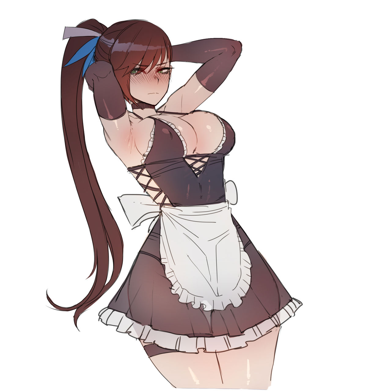 1girls, big breasts, breasts, female, french maid, french maid nidalee, league of legends, maid, nidalee, ratatatat74, riot games, the grind series