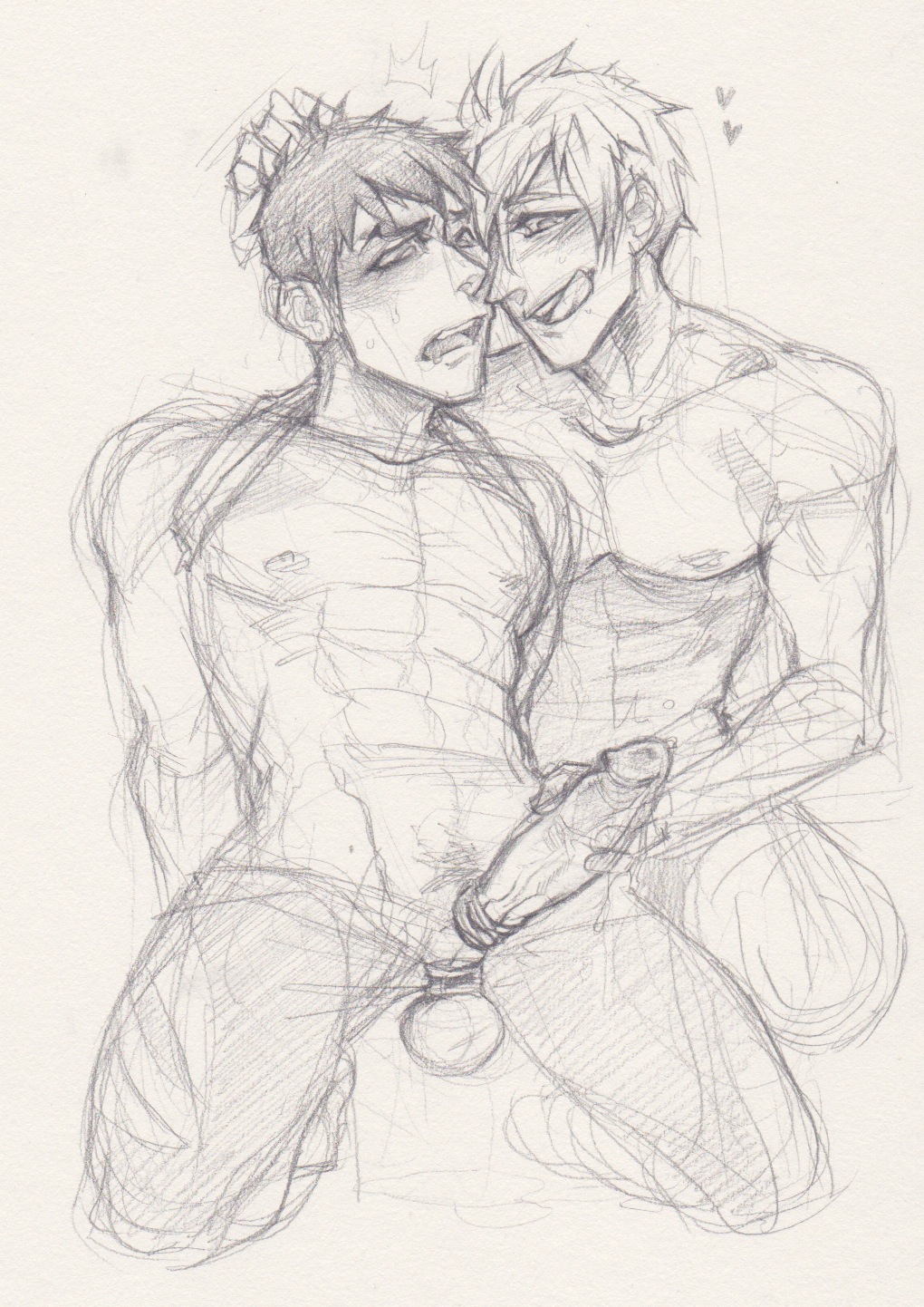 2boys abs cock_ring free! gay handjob licking_lips makoto_tachibana male male_only monochrome penis scan sketch smirk sosuke_yamazaki sousuke_yamazaki string tachibana_makoto tied tongue unknown_artist yamazaki_sosuke yaoi