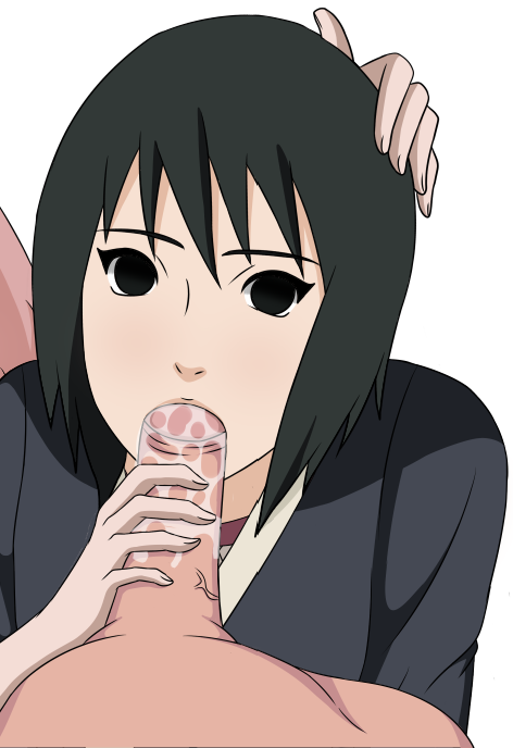 1boy 2girls assisted_fellatio assisted_sex black_eyes black_hair clothed_female_nude_male clothed_sex collaborative_fellatio eye_contact faceless_female faceless_male fellatio female_focus jikage_rising kimono male_pov naked naruto naruto_(series) naruto_shippuden oral penis penis_in_mouth pov saliva saliva_on_penis shirt shizune smilingdog