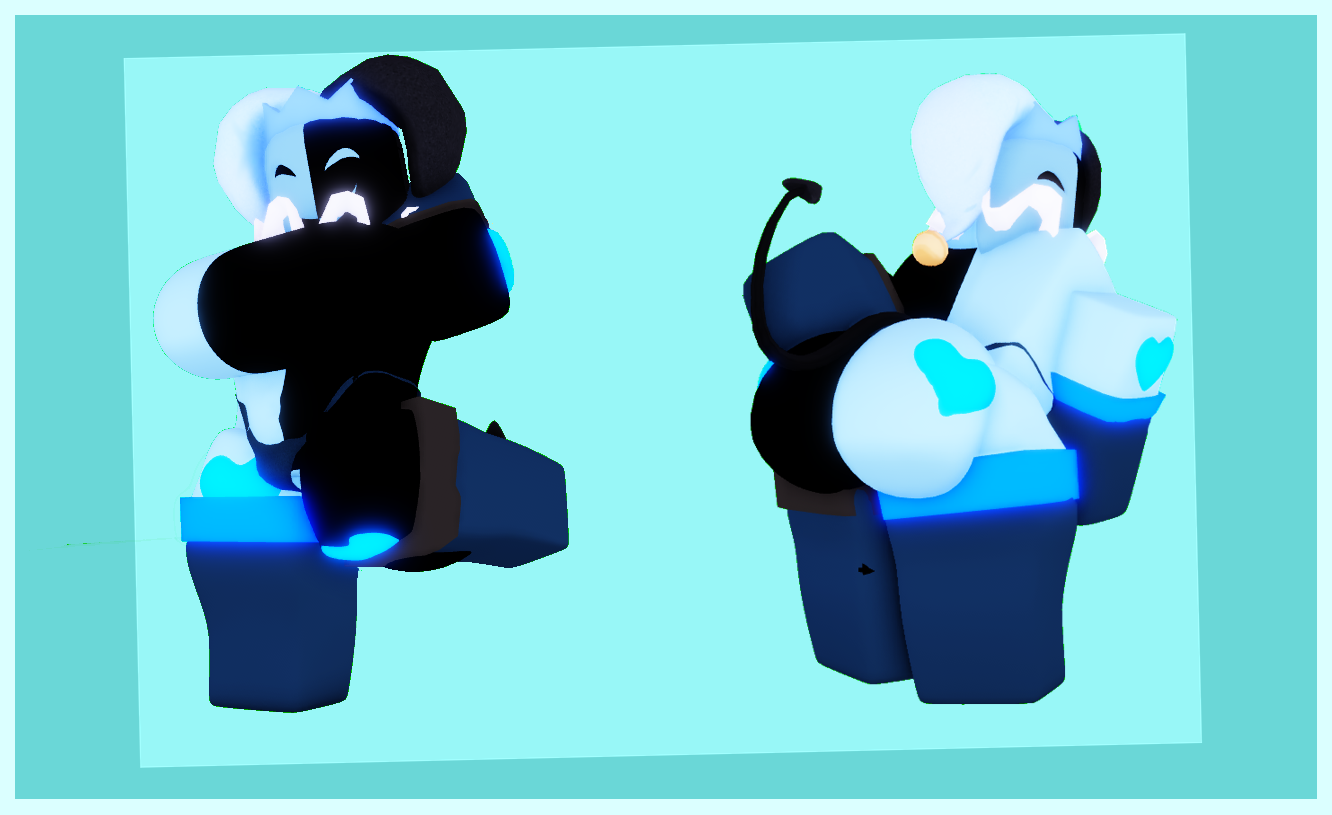 1girls, 3d, arms behind head, ass, bent over, big ass, big breasts, black skin, blue background, blue legwear, blue panties, blue skin, blue thighhighs, breasts, demon tail, fat ass, female, grabbing own ass, hand on ass, hands behind head, hat, heart tattoo, jester, jester cap, legwear, looking back, mask, masked, original character, panties, roblox, roblox game, robloxian, simple background, standing, standing on one leg, tail, thick, thick ass, thick thighs, thighhighs, thighs, two-tone skin, whorblox adventure
