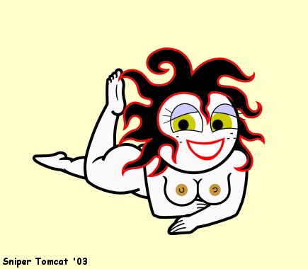 big_head female female_only front_view hyper_eyes lying on_front powerpuff_girls sedusa smile sniper_tomcat solo straight_hair tagme toony white_skin