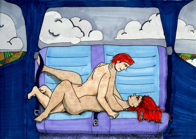 1boy 1girls 2d arthur_weasley artist_request background backseat canon_couple car car_interior car_seat car_sex cloud clouds color completely_nude couple duo fantasy female female_penetrated field flying ford_anglia freckles full_body ginger_hair hair happy harry_potter inside_car long_hair lying lying_back magic male male_on_top male_penetrating male_penetrating_female missionary_position molly_weasley naked nude nude_female nude_male nudity on_back penetration red_hair redhead sex side_view sky smile straight vehicle vehicle_interior