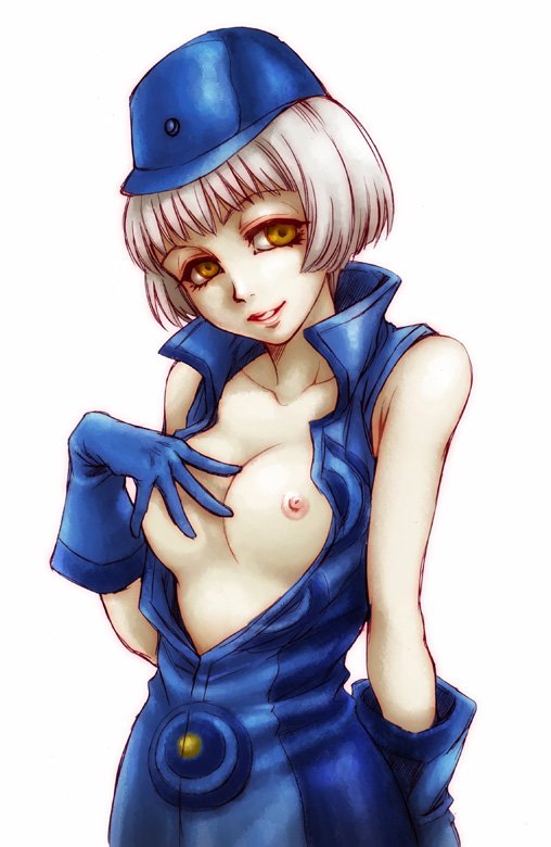 1girls bare_shoulders breasts elizabeth_(persona) female lilysick megami_tensei nipples open_clothes open_shirt persona persona_3 shirt sleeveless solo