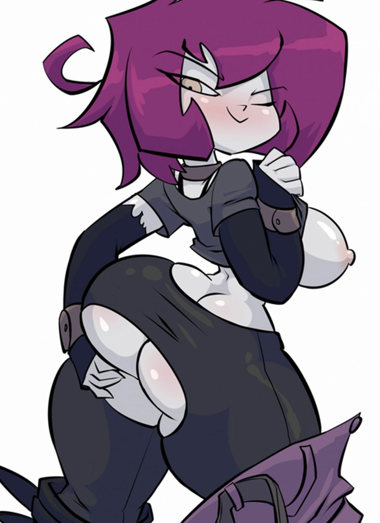 1girls, 2017, aged up, ass, ass cleavage, ass crack, big ass, bigdad, bottomwear, breasts, butt crack, clothing, detached sleeves, female, female focus, female only, footwear, gaz membrane, handwear, human, invader zim, neckwear, nickelodeon, nipples, pale skin, purple hair, shirt lift, thicc gaz, thick thighs, thighs, topwear, torn pants, wristwear