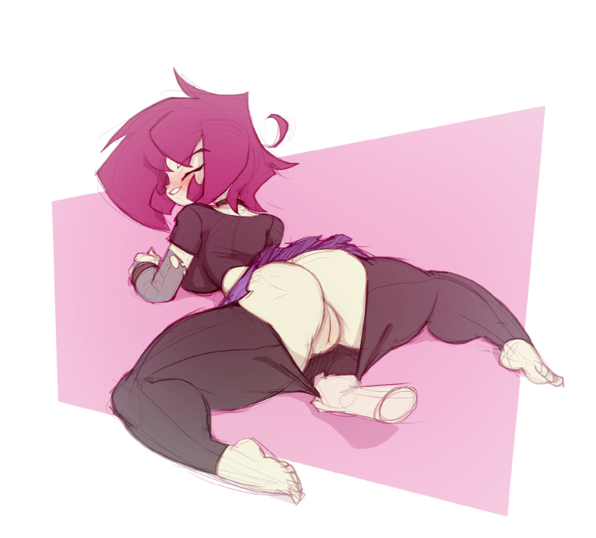 1girls, 2016, aged up, ass, bigdad, clothing, disembodied hand, feet, female, female focus, female only, gaz membrane, human, invader zim, neckwear, nickelodeon, pale skin, pussy, solo, thicc gaz, thick thighs, thighs, thunderthighs, topwear, wristwear