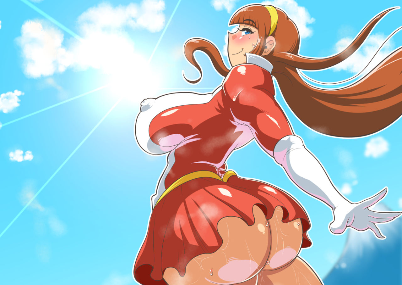 1girls 2019 areolae big_ass big_breasts big_butt breasts brown_eyes brown_hair curvaceous female hime_cut huge_ass human large_breasts light-skinned_female light_skin long_hair mazinger mazinger_z nipples pilot_suit plump sayaka_yumi skirt sweat thick_thighs wide_hips zxcv