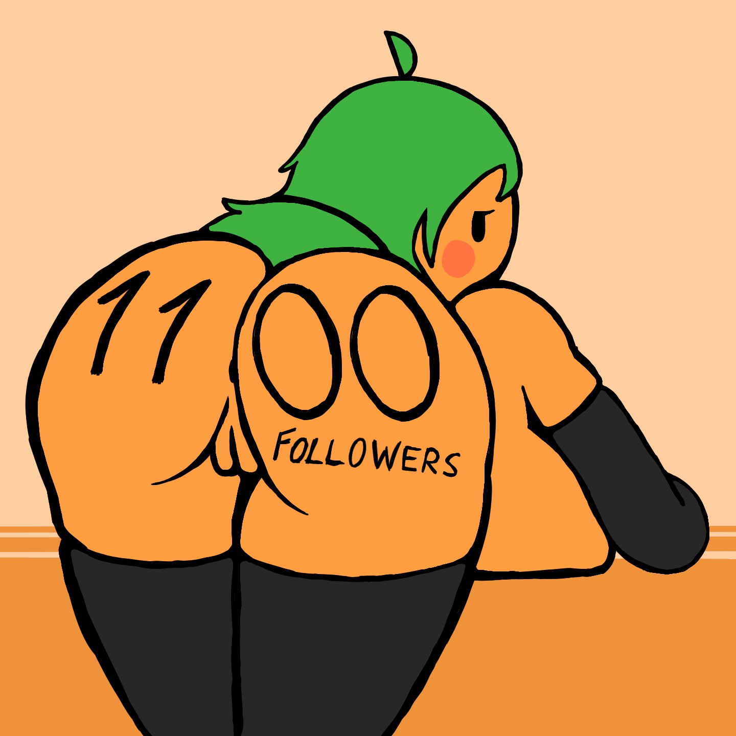 1girls anthro anus ass bent_over big_ass big_breasts breast_press breast_squish breasts elbow_gloves female female_only gloves green_hair humanoid looking_back nude orange orange_skin orangejuicemann plant plant_girl poppy_(orangejuicemann) pussy solo text thighhighs