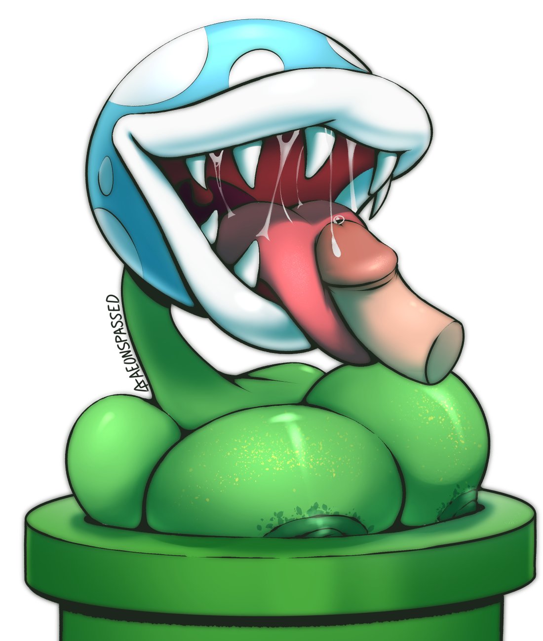 1boy 1girls 2021 aeonspassed areolae big_lips breasts disembodied_penis female female_focus feral green_skin huge_lips imminent_eating imminent_oral male mario_(series) nintendo nipple_slip nipples open_mouth penis penis_on_tongue piranha_plant saliva saliva_trail sharp_teeth simple_background tagme teeth thick_lips tongue tongue_out white_background