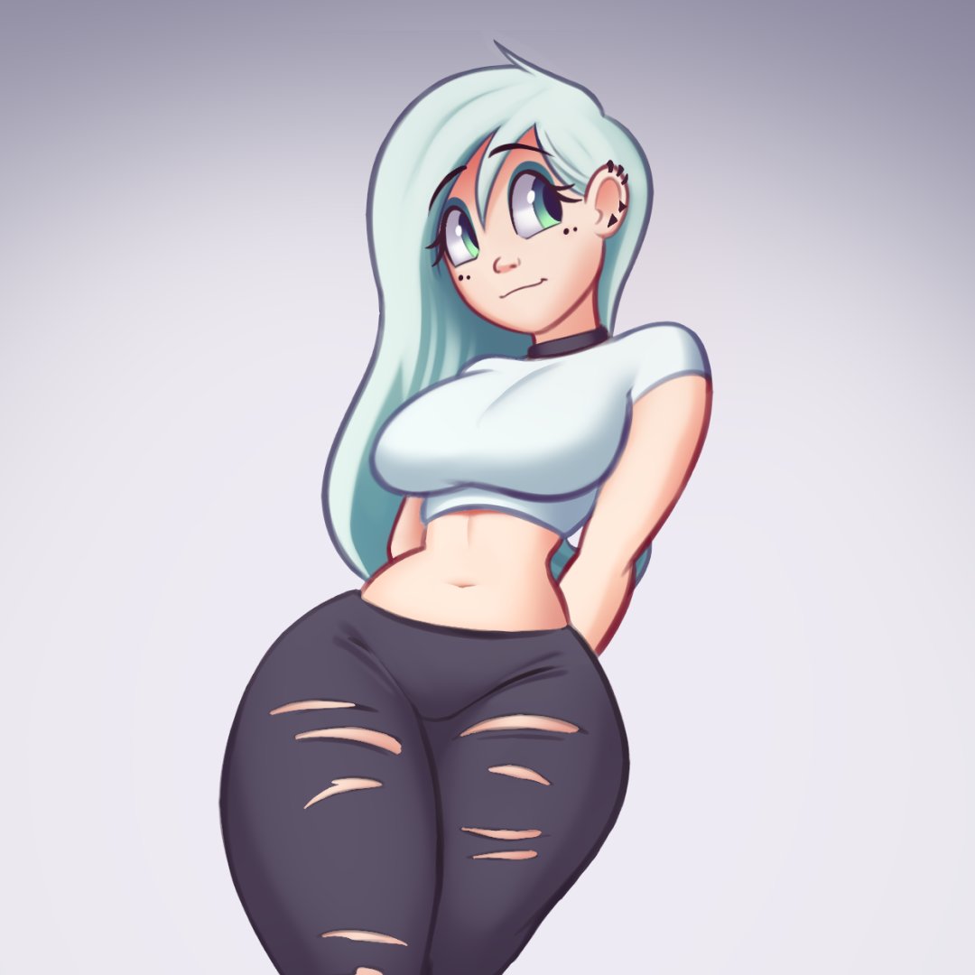 breasts, cassette (saymanart), cute, female, female only, looking away, original, saymanart, smile