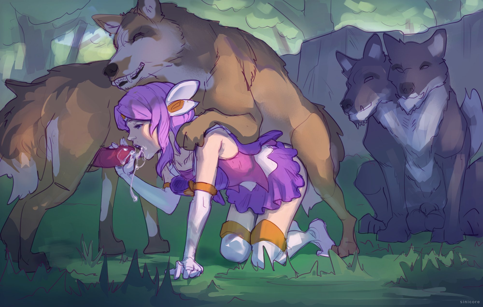 1girls, 2021, 3boys, animal genitalia, animal penis, bestiality, canine penis, cum in mouth, doggy style, female, female on feral, greater murk wolf, group sex, league of legends, luxanna crownguard, male, mounted, murk wolf, on fours, oral, penis, rape, riot games, sinicore, source request, star guardian lux, star guardian series, wolf, zoophilia