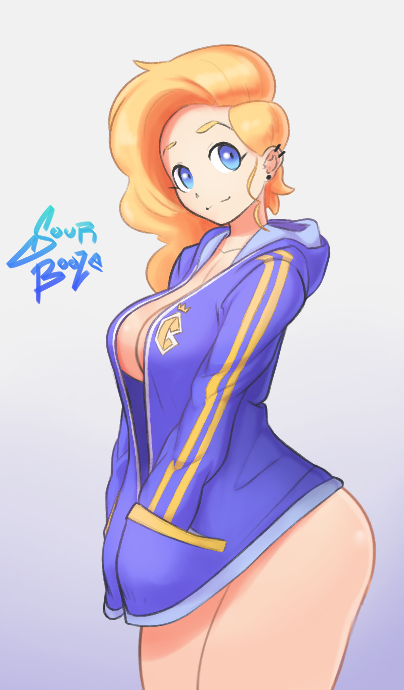 blonde_hair blue_eyes breasts cassidy_(saymanart) female looking_at_viewer no_panties original saymanart sourbooze