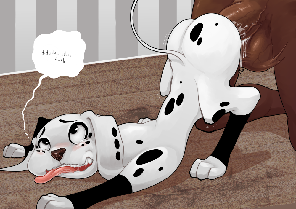 101_dalmatian_street 101_dalmatians 2020s 2021 ambiguous_penetration balls black_body black_fur blush bodily_fluids canid canine canis cum cum_inside dalmatian disney dolly_(101_dalmatians) domestic_dog duo english_text farkhan female female_on_human female_penetrated feral feral_penetrated fur genital_fluids genitals human human_on_feral human_penetrating human_penetrating_feral humanoid_genitalia humanoid_penis interspecies male male/female male_on_feral male_penetrating male_penetrating_female mammal multicolored_body multicolored_fur open_mouth penetration penis sex speech_bubble spots spotted_body spotted_fur teeth text tongue tongue_out white_body white_fur zoophilia