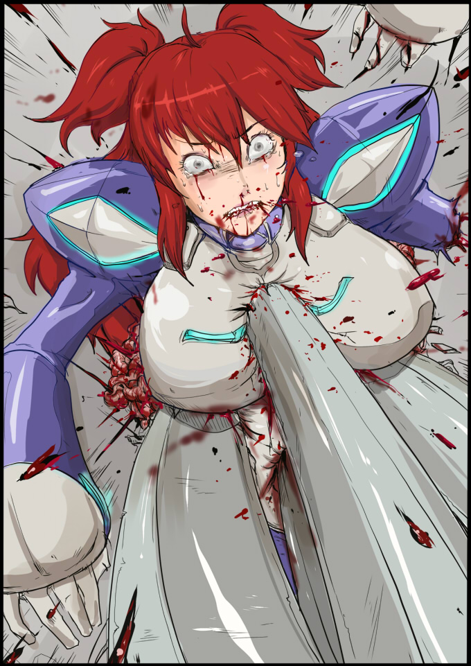 gundam_00 guro impaled impalement nena_trinity red_hair yellow_eyes