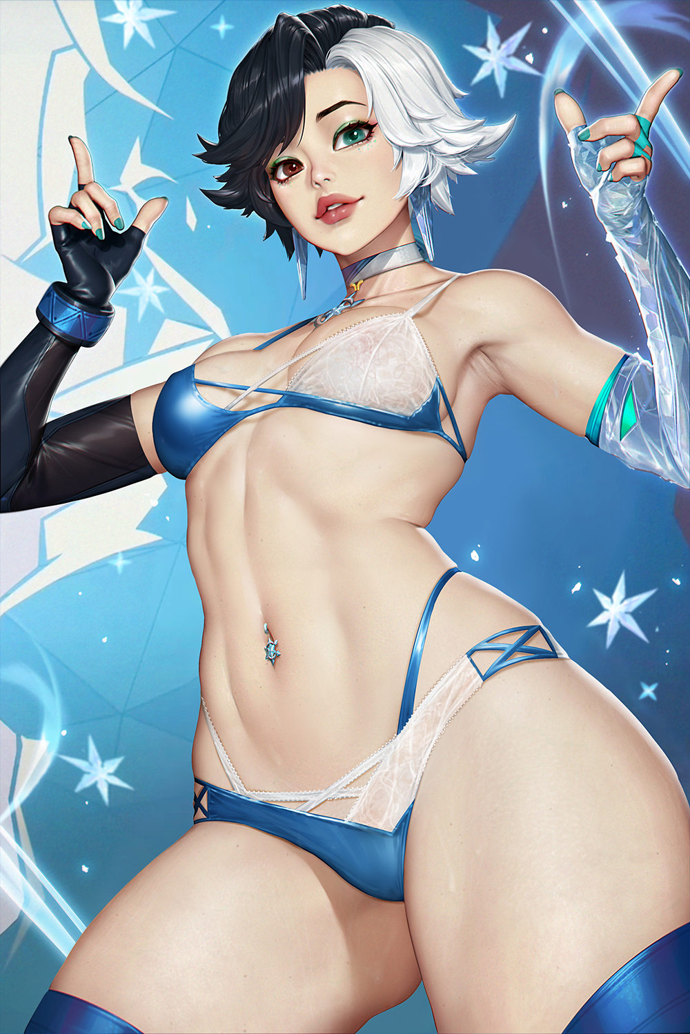 1girls abs alternate_version_available athletic_female big_ass bikini breasts female female_only luna_snow luna_snow_(marvel_rivals) marvel marvel_rivals midriff navel neoartcore piercing thick_thighs