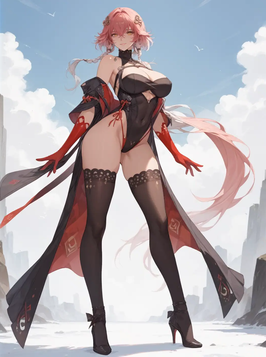 ai_generated bewitching_thighs changli_(wuthering_waves) full_body shu wuthering_waves