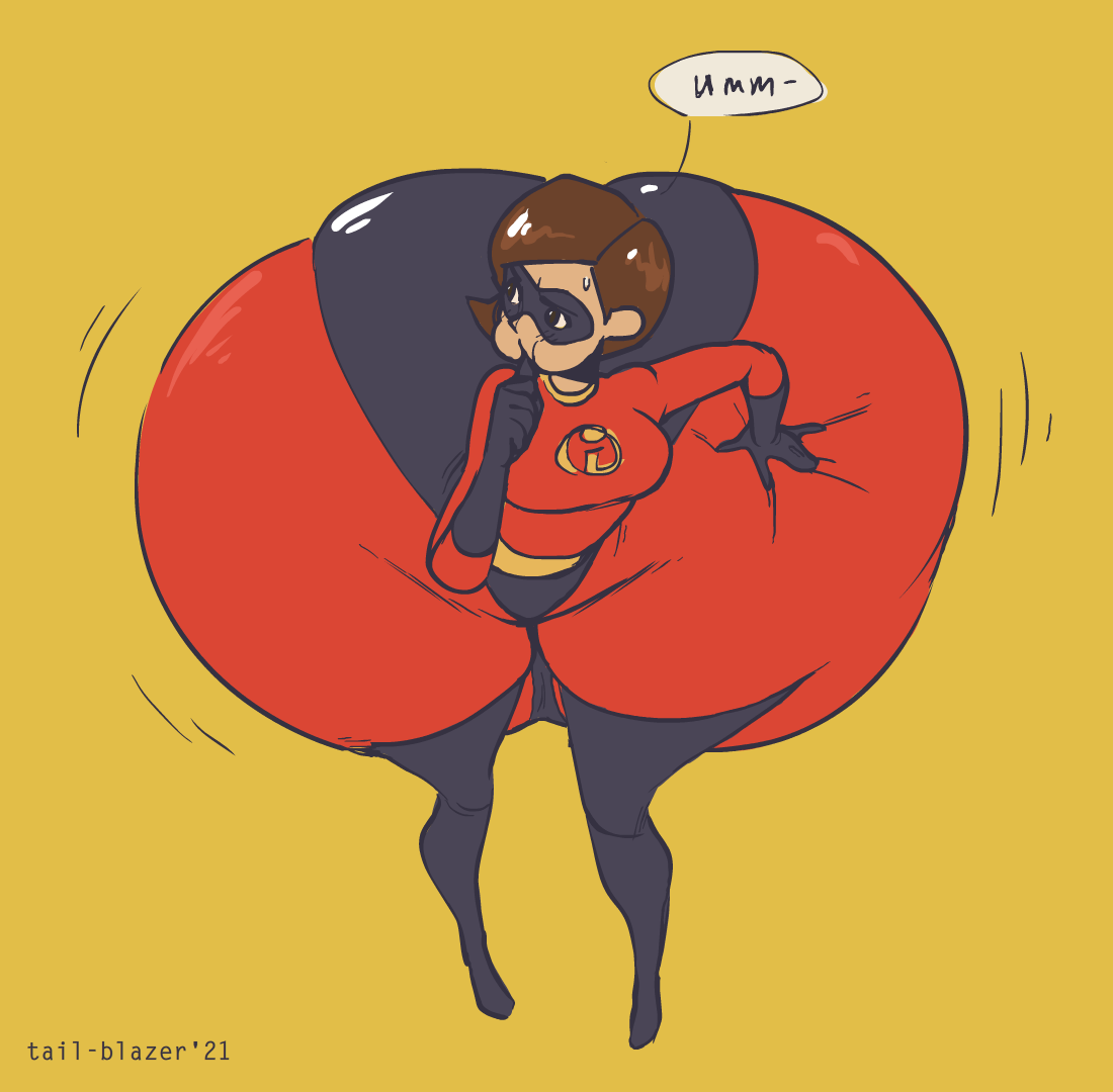 1girls, ass, ass body, ass dough, ass expansion, big ass, bottom heavy, brown hair, deep skin, disney, elastigirl, female, female only, helen parr, huge ass, hyper, hyper ass, large ass, massive ass, mature female, meat wall (body type), milf, obese female, pixar, smooth skin, solo, superheroine, tail-blazer, the incredibles, thick thighs
