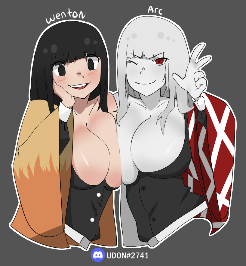 2girls big_breasts breasts demonfall mr._udon plain_background roblox roblox_game robloxian simple_background tagme