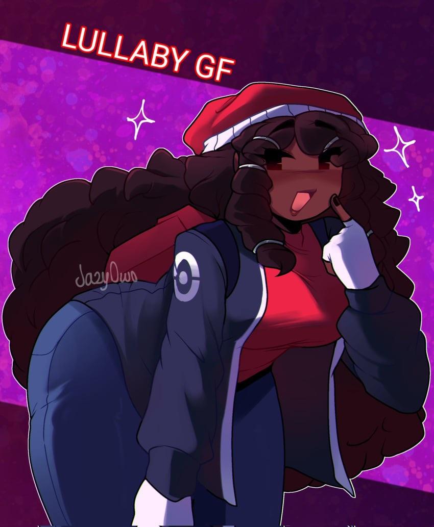akydoodlz, bent over, breasts, brown, brown hair, brunette, curly hair, dark-skinned female, fnf, fnf mods, friday night funkin, friday night funkin mod, hips, hips wider than shoulders, hypnos lullaby, jazyowo, lullaby girlfriend (fnf redesign), lullaby girlfriend (fnf), thighs