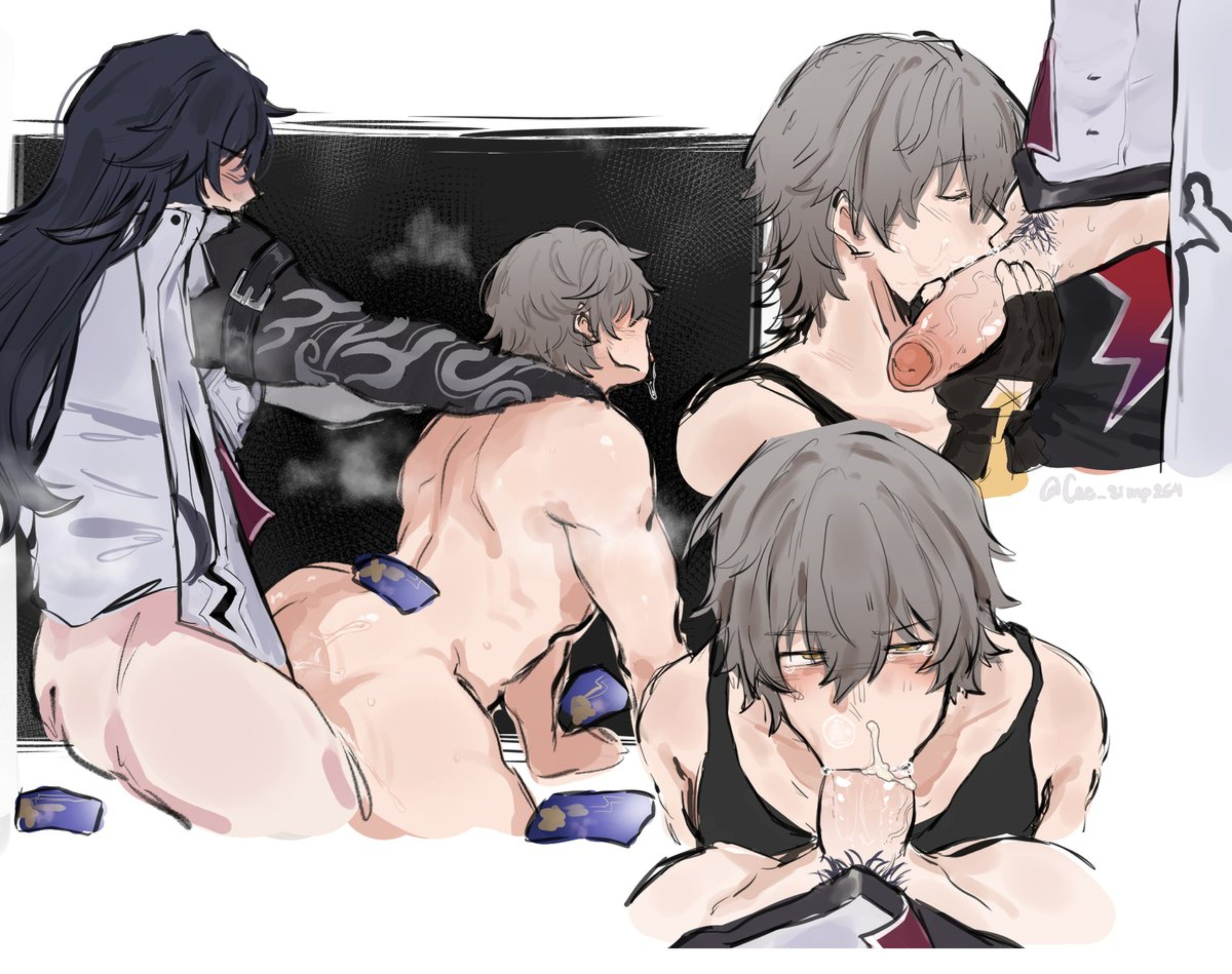 2boys, age difference, ahe gao, ahegao, ahegao face, anal, anal penetration, anal sex, artist name, artist request, artist signature, ashveil (honkai: star rail), ass, backshots, blush, blushing, caelus (honkai: star rail), credits, cum, cum in mouth, cum on face, cumshot, daddy, deep penetration, deepthroat, dilf, dominant, dominant male, domination, facial, fellatio, gay, gay anal, gay domination, gay male, gay sex, himbo, honkai: star rail, hoyoverse, kissing, kissing penis, looking at partner, looking pleasured, male, male focus, male only, male penetrated, male penetrating, male/male, mihoyo, money, multiple images, multiple views, muscular, muscular male, oral, oral penetration, oral sex, prosthetic, prosthetic arm, prostitution, submissive, submissive male, sucking, sucking off, sucking penis, uncircumcised, uncircumcised penis, veins, veiny penis, yaoi