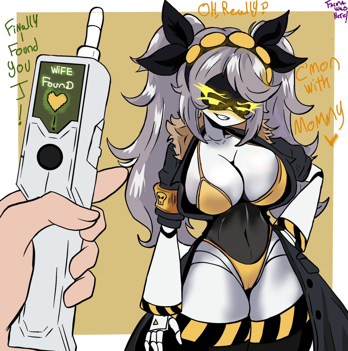1boy, 1girls, artist request, big breasts, blushing, blushing female, boobs, breasts, clanker, female focus, glitch productions, hand on hip, j (murder drones), male/female, mommy, mommy kink, murder drones, murder drones x humans, robot, robot girl, robot humanoid, sexy female, source request, thick thighs, thighs, wife