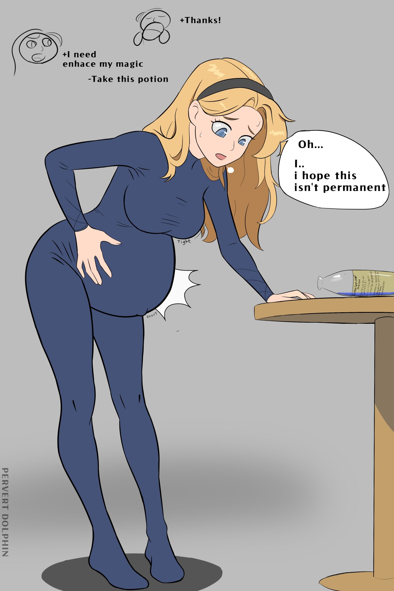 1girls, big breasts, blonde hair, blue eyes, bodysuit, breast enlargement, breast expansion, breasts, clothed, clothed female, female, female focus, female only, large breasts, league of legends, luxanna crownguard, non-nude, permanent pregnancy, pervert dolphin (artist), pregnant, pregnant belly, pregnant female, riot games, spontaneous pregnancy, worried, worried expression, worried face, worried female, worried look