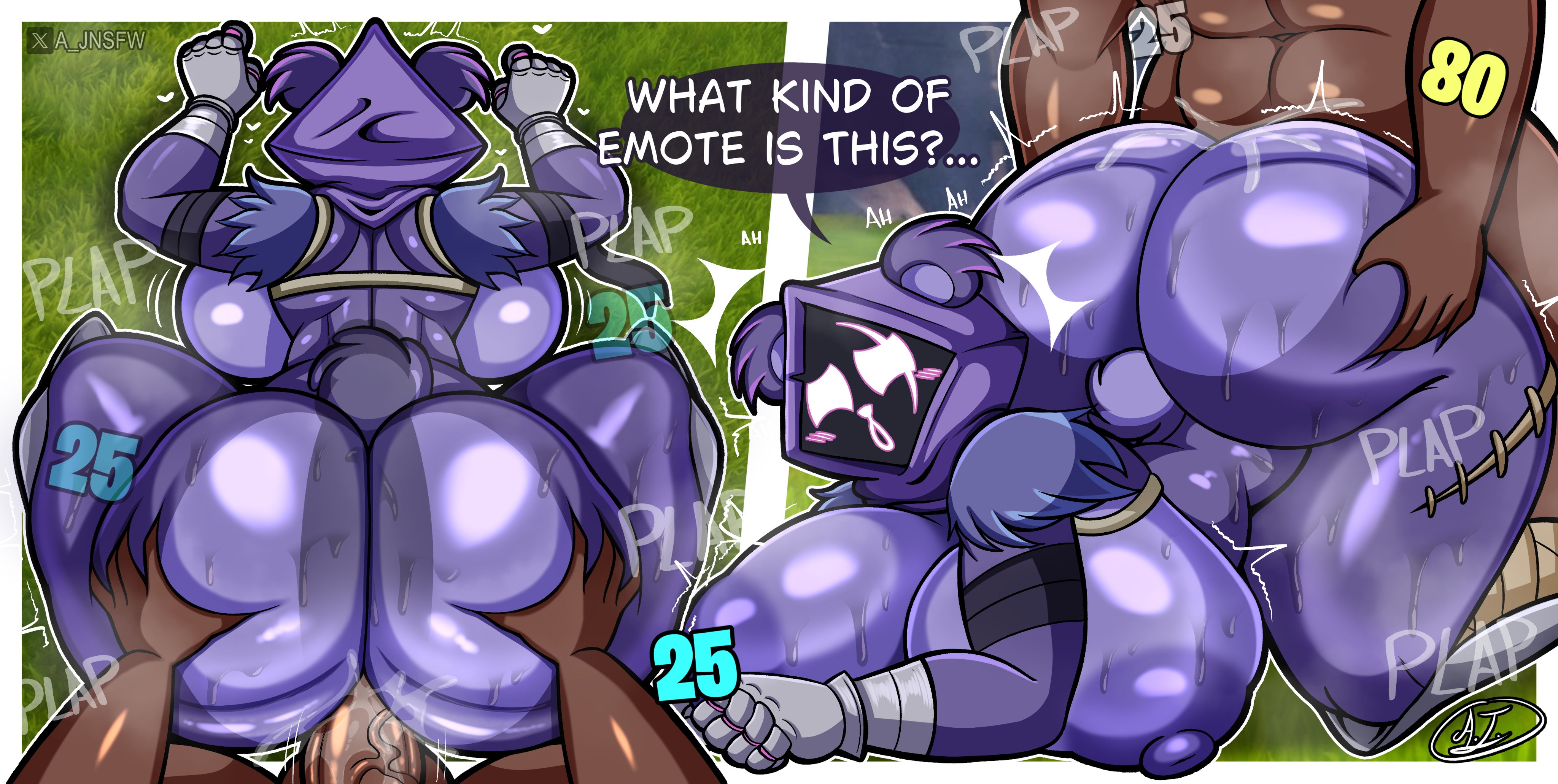 1boy, 1girls, a jnsfw, anthro, areolae, ass, ass slap, big ass, big breasts, big penis, bottom heavy, breasts, bubble butt, busty, buttjob, confused, damage numbers, dark skin, dark-skinned male, dialogue, fat ass, female, fortnite, gameplay mechanics, gluteal fold, hot dogging, huge ass, huge breasts, huge penis, human, human on anthro, large ass, large breasts, looking at penis, looking back, male, male pov, massive ass, nipples, nude, nude male, penetration, penis, penis in pussy, png, pov, rape, raven team leader, sex, text, thick ass, thick thighs, thunder thighs, wide hips