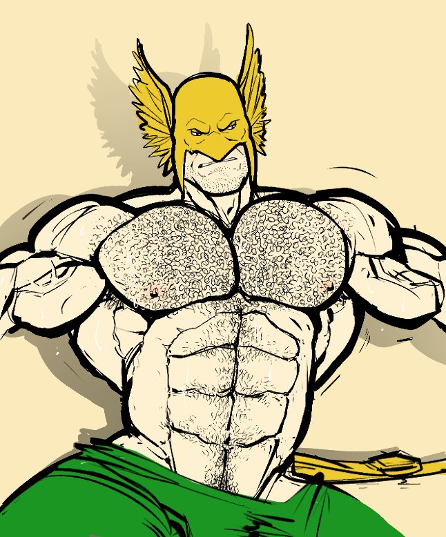 abs armpit_hair armpits bara belt biceps big_pecs bulge carter_hall chest_hair dc dc_comics flaccid hairy hairy_arms hawkman helmet hyper hyper_muscles male_only mask masked masked_male muscular muscular_arms muscular_male pants pecs pubic_hair ripped-saurian solo solo_male sweat