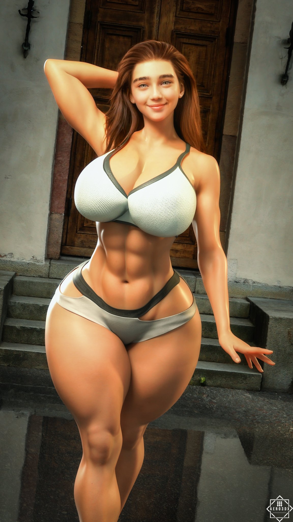 1girls, 3d, adeline (aero3dx), aero3dx, artist name, big breasts, breasts, busty, female, hips, hourglass figure, human, large breasts, legs, light skin, light-skinned female, lips, mirage3dx, original, original character, shiny, shiny skin, slushe (website), thick legs, thick thighs, thighs, voluptuous, watermark, wide hips