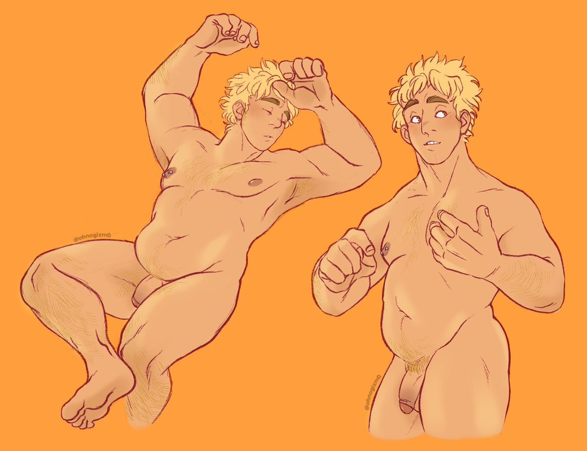 1boy, armpits, arms up, artist request, blonde hair, blush, blushing, fat male, fatgum, flaccid, male, male focus, male only, my hero academia, nude, penis, sleeping, small penis, solo, tagme, thick eyebrows, toyomitsu taishirou
