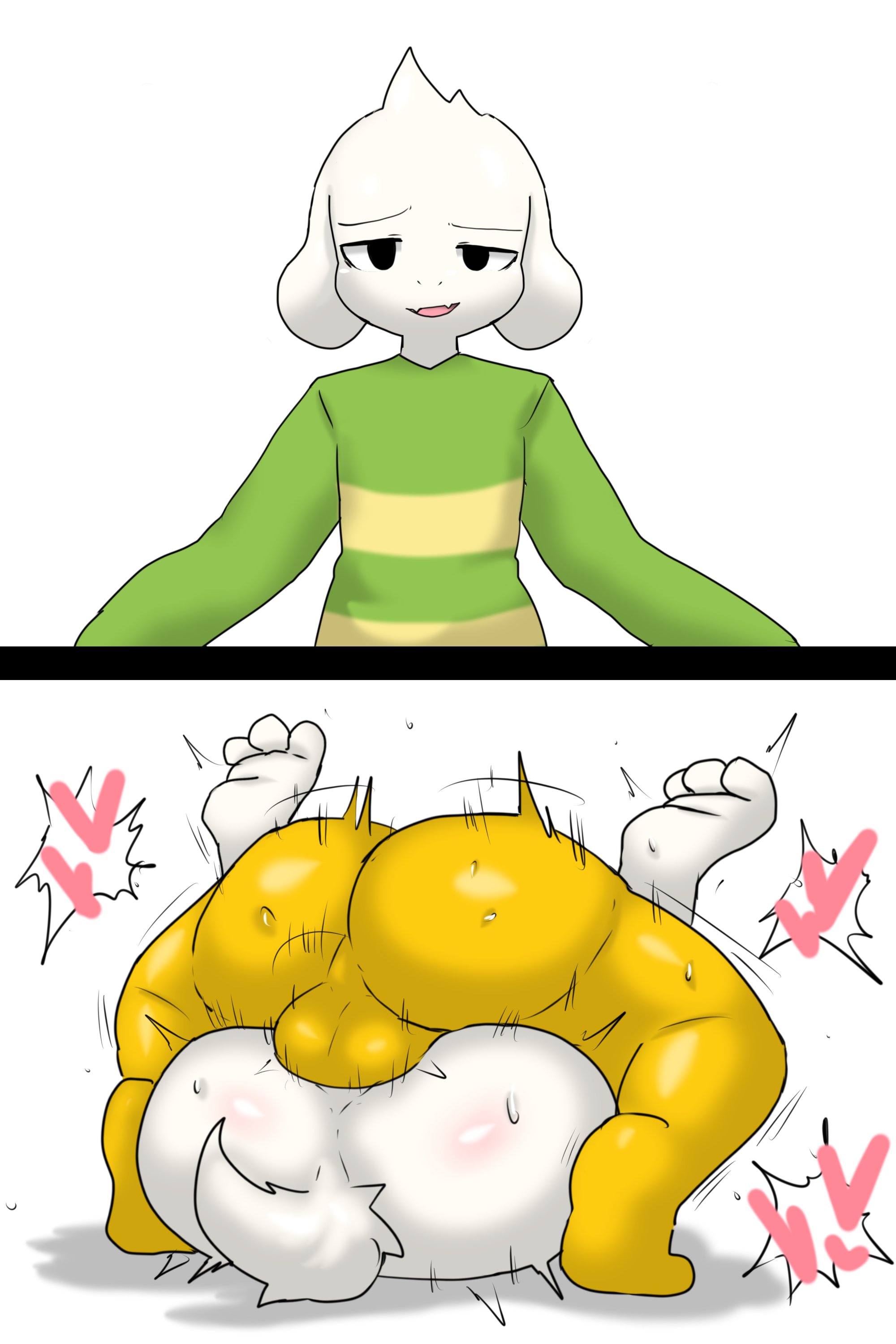 absurd res, alternate version available, anal, anal sex, anthro, anthro penetrated, asriel dreemurr, ass, balls, bouncing balls, bovid, caprine, clothing, cub, duo, enigi09, faceless character, faceless human, faceless male, frisk, from front position, fur, gay, genitals, goat, green clothing, heart, hi res, human, human on anthro, human penetrating, human penetrating anthro, instant loss 2koma, interspecies, looking at viewer, male, male cub, male on top, male only, male penetrated, male penetrating, male penetrating male, male/male, mammal, mating press, monster, motion lines, on top, penetration, questionable consent, sex, solo, undertale, video games, white body, white fur, yaoi, young