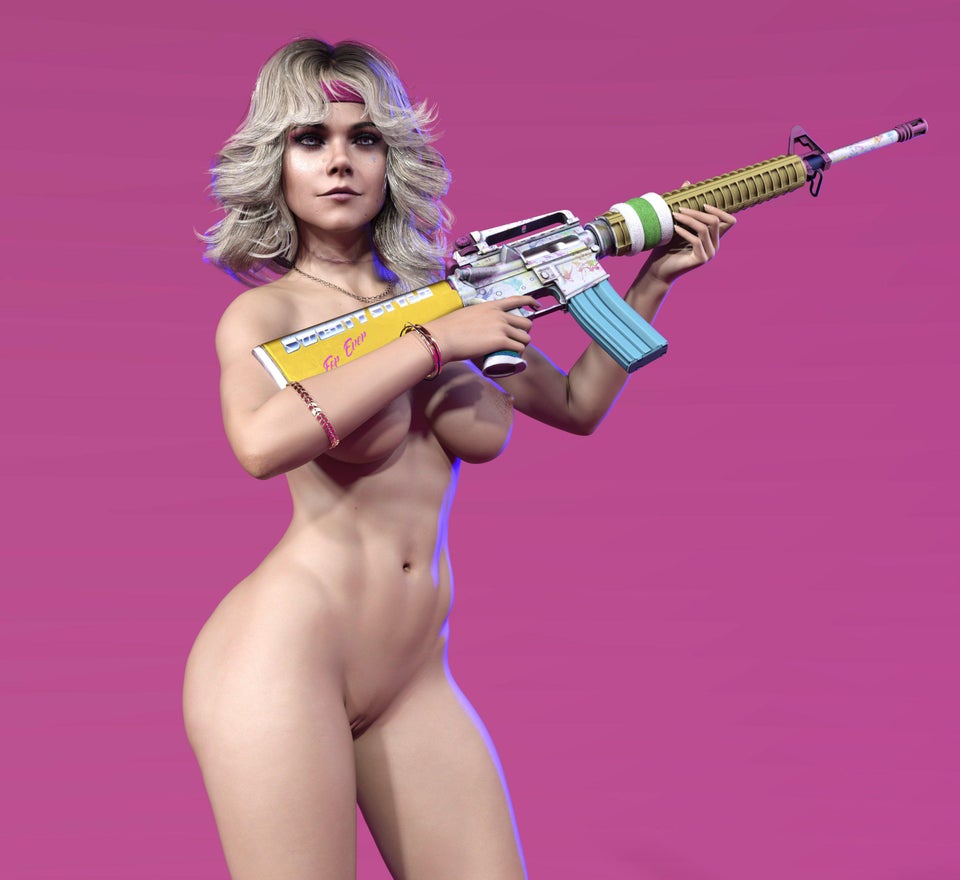 1girls, 3d, blonde hair, call of duty, call of duty black ops cold war, female, female only, gun, helen park (cod), noahgraphicz, pinup pose, simple background, tagme