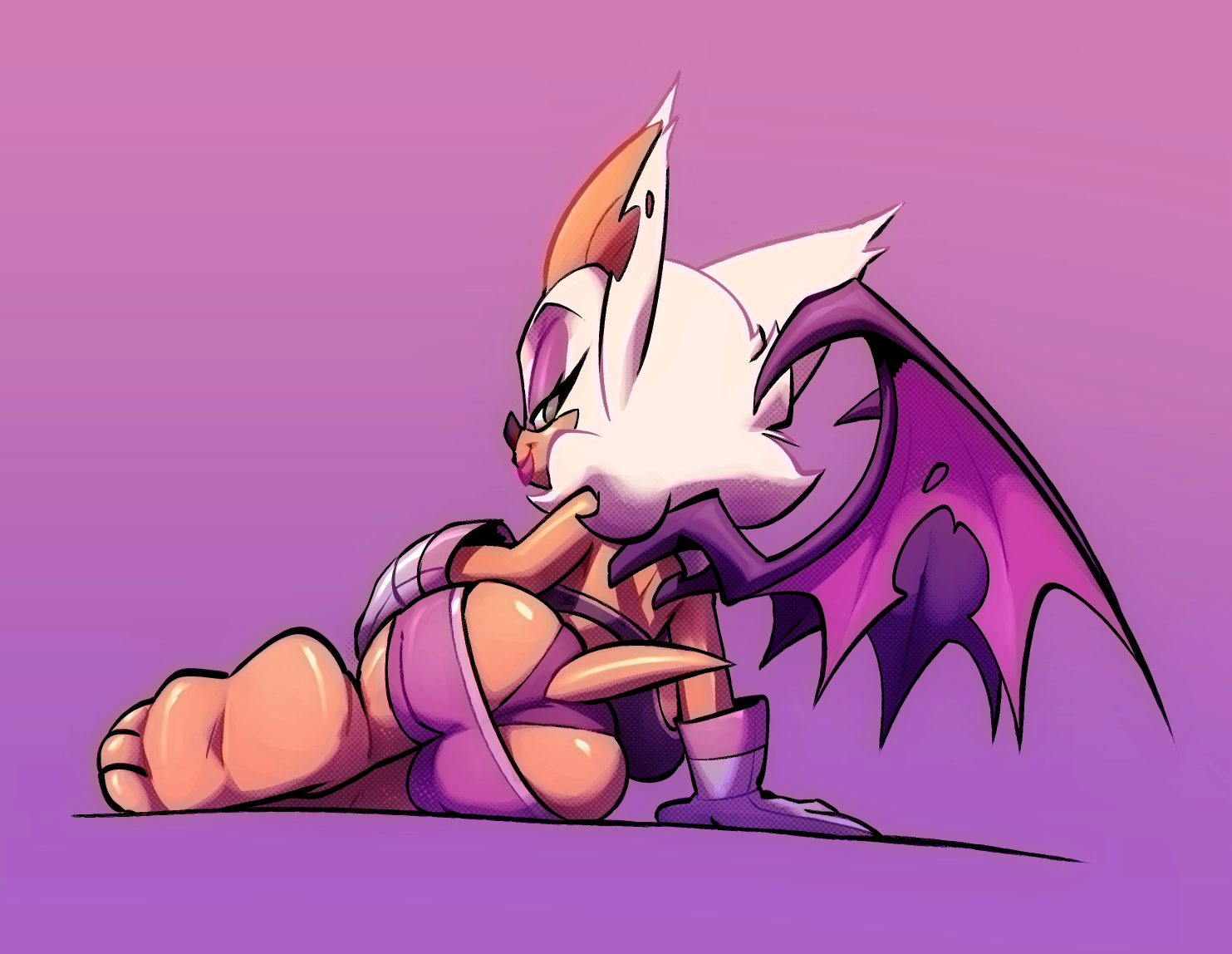 ass, ass cleavage, ass crack, backboob, bigdad, breasts, butt crack, clothed, clothing, female, fur, furry, furry only, looking back, rouge the bat, shorts, solo, sonic (series), tagme, tail