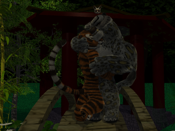 1boy 1girls 3d anthro bamboo dark dreamworks duo female furry hugging kung_fu_panda kung_fu_panda_(movie) male master_shifu master_tigress nude paramount_pictures size_difference tai_lung_(kung_fu_panda)